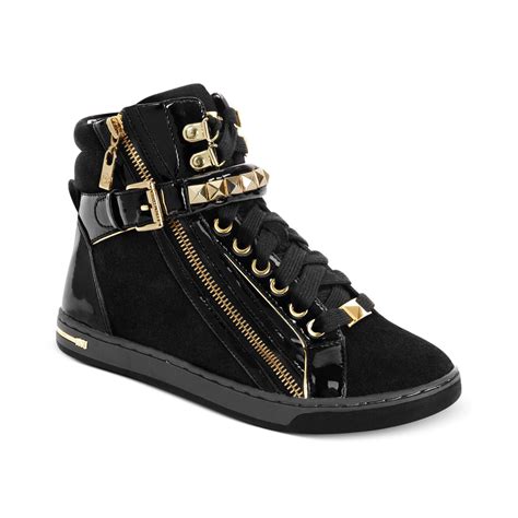 high top sneakers michael kors|Michael Kors black leather sneakers.